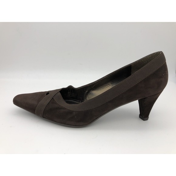 Stuart Weitzman Women's Size‎ 7.5 M Brown Suede Kitten Heels Cross Straps Spain - Picture 3 of 10